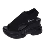 Zingj Weaving Thick-Soled Sandals For Women 2023 Summer Flying Weaving Fishmouth Slope Heels Sports Large-Size Casual Ladies