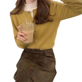 Zingj And Autumn Round Collar Short Knit Cardigan Candy Color Small Casual Loose Outside Bottom Sweater Coat Female-Outfit