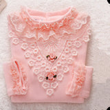 Spring Autumn Cotton Children Base T Shirts Baby Girls Clothes Long Sleeve Floral Casual T Shirt Tops Kids Lace T