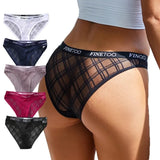 Lace Panties Women Sexy FINETOO Low Waist Underwear Women Mesh Hollow Out Briefs Female Underpants Geometric
