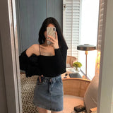 Women Solid Basic Tops Button Up O-neck Elegant Cropped Sweaters Streetwear Slim Knitted Outwear Ulzzang Fashion