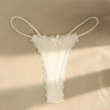 Sports Thin Sexy Lace Thongs Breathable Traceless Women's Underwear Low Waist Cotton Crotch Bow Panties Seamless