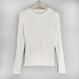 Quality T Shirt Korean Style Slim T-shirts 2021 Sexy Tshirts Cotton Long Sleeve Summer Casual Women Tops Tee Shirt