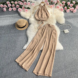 Zingj Suit Female Ins Pure Desire High Sense Hanging Neck Exposed Back Strap Waist Jacket High Waist Hanging Feeling Wide Leg