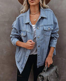 2025 New Fashion Denim Jacket Women's Lapel Long Sleeve Cotton Jacket Jacket-Outfit