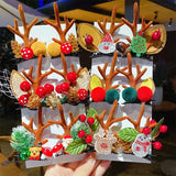 Women Girls Cartoon Christmas Antlers Hairpins New Year Sweet Hair Decorate Barrettes Hair Clips Novelty Hair