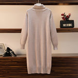 dress autumn and winter women's loose long sweater pullover turtleneck solid casual