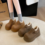Version Of Temperament Plus Velvet Pine Cake Heightening Leg Growth Head Round Head Birken Cotton Shoes 2025 New Warm Snow
