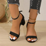 Zingj New 2024 Casual Black Thick Heel High Heel Sandals-Outfit