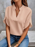 Women's Summer Casual Pure Color V-Neck Loose Shirt Top