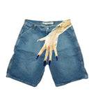New Hip-Hop Funny One-Hand Pattern Printed Denim Shorts Men's High Street Fashion And