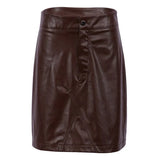 Spring High Waist Women's Leather Skirts Chic Zipper A-line Mini Skirt Elegant Fashion Ladies Faux Leather Skirt