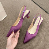 Zingj Women 2023 New Women's Shoes Summer Korean Version Pointed Baotou Heel Elastic Set Foot Fashion Sandals Women-Outfit