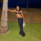 Black Chain Link Bandeau Midi Dress-Outfit