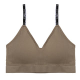 Women Seamless Gathering Bralette Push Up Bra Sexy Girls Letter Strap Bralette Wireless Brassiere Female Intimates
