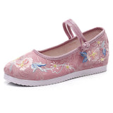 Zingj Shoes Round Head Single Shoes White Bottom Retro Ancient Costume With Flat Bottom Embroidered Cloth Shoes