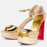 Cl New Fish Mouth High-Tight Buckle With Red-Soled Sandals Coarse Heel Waterproof Table Ultra-High Heel Sandals