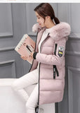 Cotton-Padded Clothes Female In The Long 2024 Winter New Large Size Women's Korean Version Cotton-Padded Clothes Big Wool Collar Thick Cotton-Padded Jacket Coat-Outfit