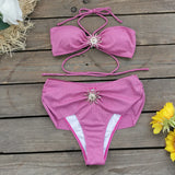 Hanging Neck Strap With Chest-Skinny Body Swimsuit Woman 2025 New High-Waisted Bikini Sexy
