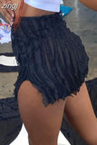 Summer Beach Style Mini Hip Skirts Women 2023 New Low Waist Ruffles Skinny Elastic Vacation Party Shorts
