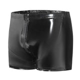 Zingj Men's PU Bright Leather Shorts, Bright Mirror Flat Leather Pants No Odor Size