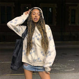 Women Sweatshirts Vintage Fashion Star Graphic Fairy Grunge Long-sleeved Zip Hoodie Jacket OverSize Streetwear Y2K Men
