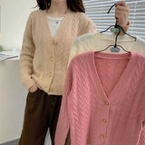 Zingj And Winter New Style Cashmere Fashionable Loose-Fitting V-Neck French Sweater Korean Version Knitted Cardigan Jacket