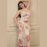 2025 New Women's Dress French Temperament Lotus Leaf Crums Hanging Skirt Design Waist Irregular