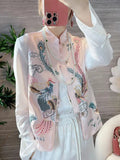 Chinese Style Plate Buckle Vest Female Satin Heavy Industry Phoenix Embroidery National Style Cheongsam Standing Collar Horse Clip Short