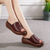 Women Slipper's 2021 Ladies Summer Slippers Shoes Women Wedges Heels Fashion Summer Genuine Leather Shoes