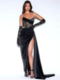 2023 Summer New High-End Women's Sexy High Open Fork Breast Dress Lace Bump Dress Dress