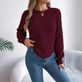 Shooting Autumn And Winter Casual Pure Color Lantern Sleeve Irregular Jacket Sweater Women's
