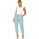 Solid Mid Waist Color Sexy Leather Casual Pants Skinny