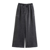 Street Fashion Straight Trousers Set Women's Spring Top Denim Casual