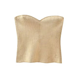 Off Shoulder Corset Tops For Women Silver Knit Crop Top Female Backless Sexy Tube Tops Summer Sleeveless Bustier Top