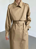 Fashion Women's Trench Coat New Laple Belt Patchwork Double Breasted Thin Khaki Windbreaker Female Tide Autumn 2023