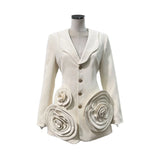Sweet And Cool Early Spring New Hip Collar Three-Dimensional Handmade Flowers A Version Of High-End Blazer Over The
