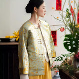Chinese Heavy Industry Woven Gold Song Brocade Coat 2024 Spring New Fashion Retro Plate Buckle Jacquard Tang