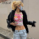 2021 Faux PU Leather Biker Jacket Women Long Sleeve Fur Black Vintage Autumn Winter Casual Fashion