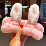 Face Hair Holder Hairbands Soft Warm Coral Fleece Bow Animal Ears Headband For Women Girls Turban Fashion Hair