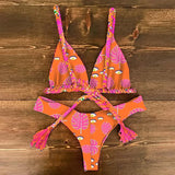 Bikini Set Women Swimwear Push Up Swimsuit Top Solid Bottom Print Brazilian Biquini Bathing Suit Swim Wear