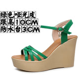 Super High Slope And 12Cm Fashion Cross With Small Size Women's Shoes One-Word Thick-Bottomed Waterproof Toe Women's
