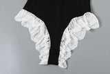 Black Lace Trim Off -Shoulder Bodysuit- Outfit