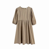 Babydoll Dress 100% Cotton Woman O-neck Short Mini Dress Lantern Sleeve Blouses Female A-line Ladies Dresses Summer