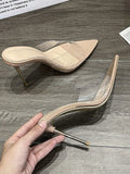 Elegance And Slender Sandals Summer New Pointed Toe Transparent With Fine High-Heeled