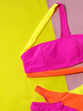 Zingj New Split Bikini Bikini Hollow Out Color Sexy Split Swimsuit