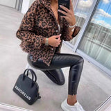 Zingj Women's New 2024 Autumn / Winter Leopard Print Denim Jacket