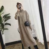 Zingj Autumn / Winter New Loose Inner Skirt Long Over The Knee Sweater Plus Thick Turtleneck Sweater Woman-Outfit