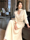 Women's Autumn New Elegant Skirt 2 Piece Sets Korean Fashion Button Blazer High Waist A-line Skirts Suit Y2k Outfits