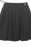 Casual White Letter Embroidery High Waist Woman Skirts Summer Fashion Pleated Skirt Short 2023 Girls Mini